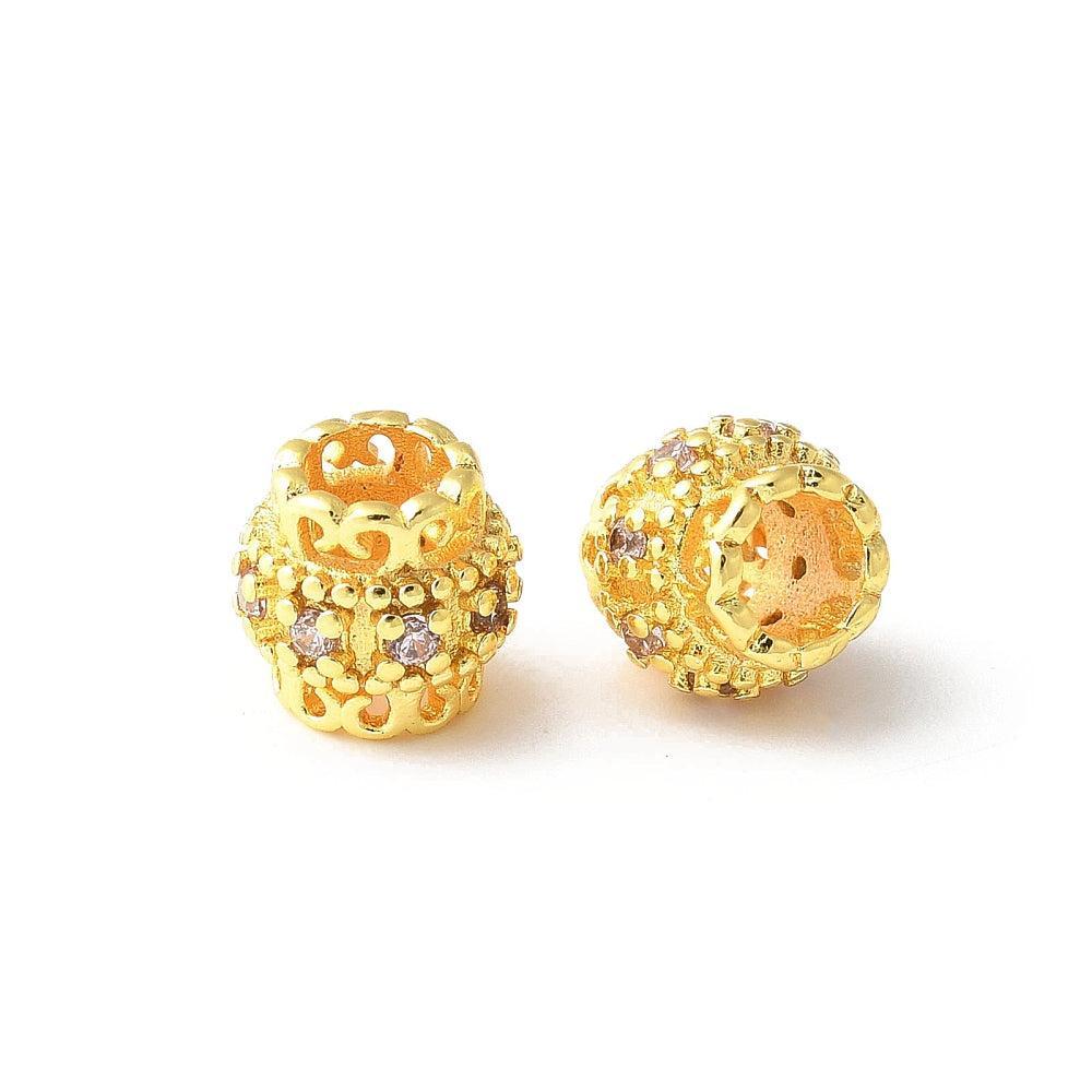 Kraal Tube Goud / Zirconia Lavender Blush 8mm - per stuk-bedels-Kraaltjes van Renate