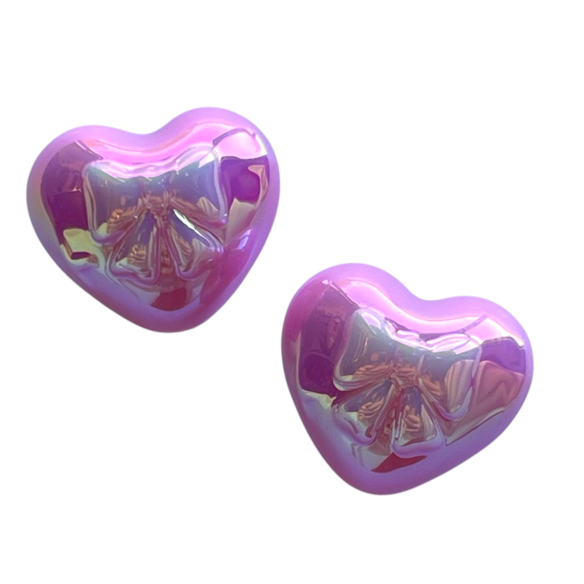 Kraal UV plated acryl hart strikje roze 15mm- per stuk-bedels-Kraaltjes van Renate