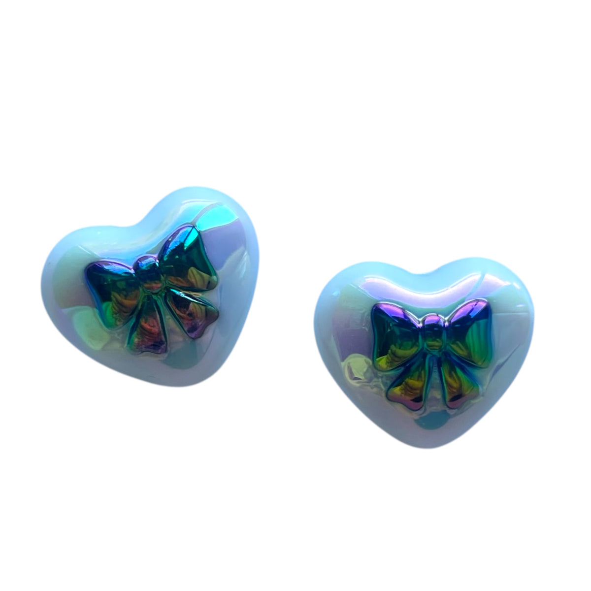 Kraal UV plated acryl hart strikje wit 15mm- per stuk-bedels-Kraaltjes van Renate