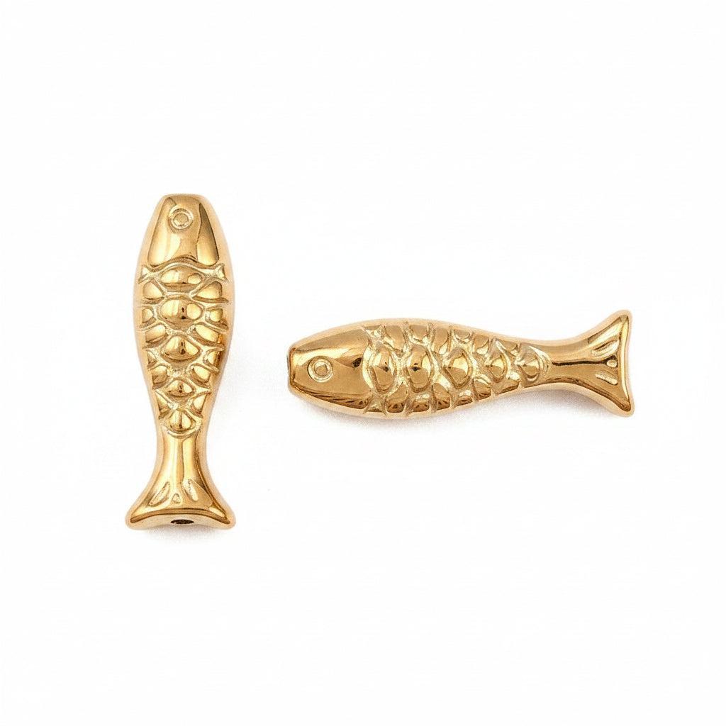 Kraal Vis Premium RVS Goud 17mm - per stuk-Kralen-Kraaltjes van Renate