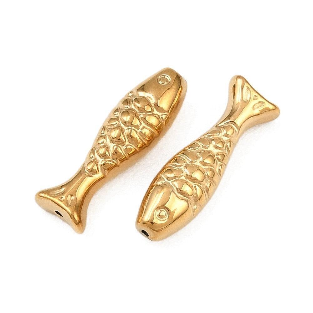 Kraal Vis Premium RVS Goud 17mm - per stuk-Kralen-Kraaltjes van Renate