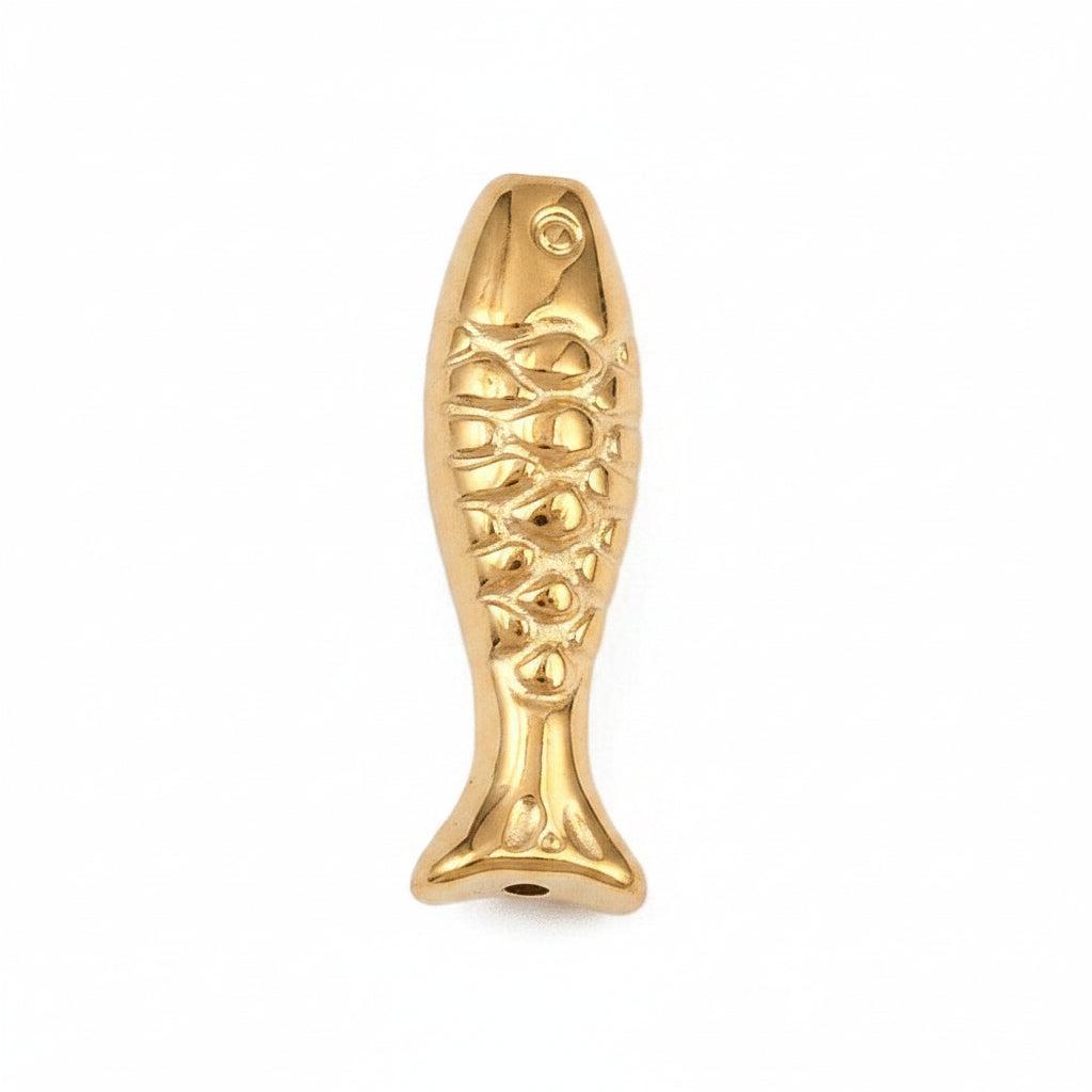 Kraal Vis Premium RVS Goud 17mm - per stuk-Kralen-Kraaltjes van Renate