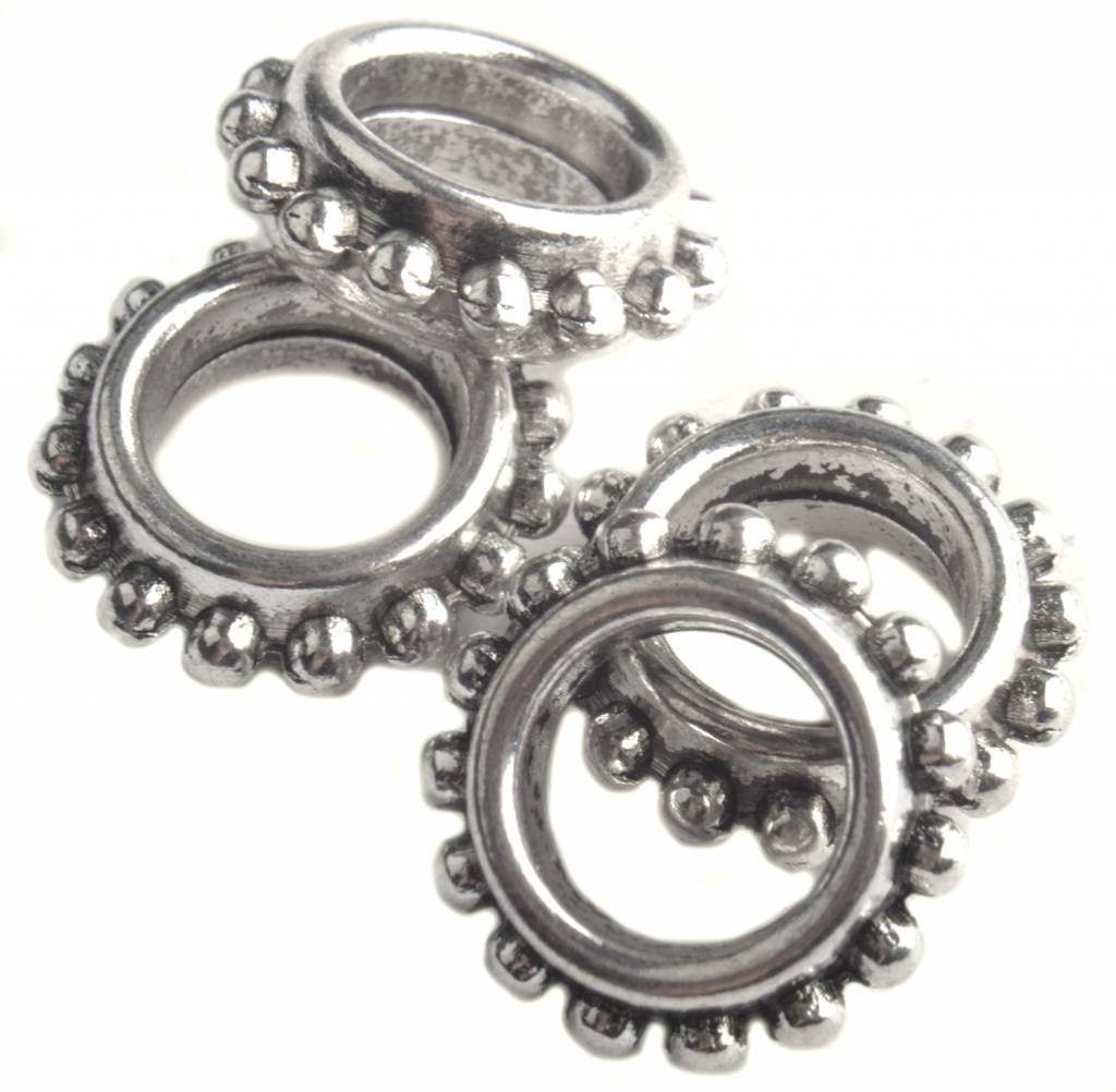 Kraal XL bali ring Ø7mm Zilver 14mm - 4 stuks-Kraaltjes van Renate