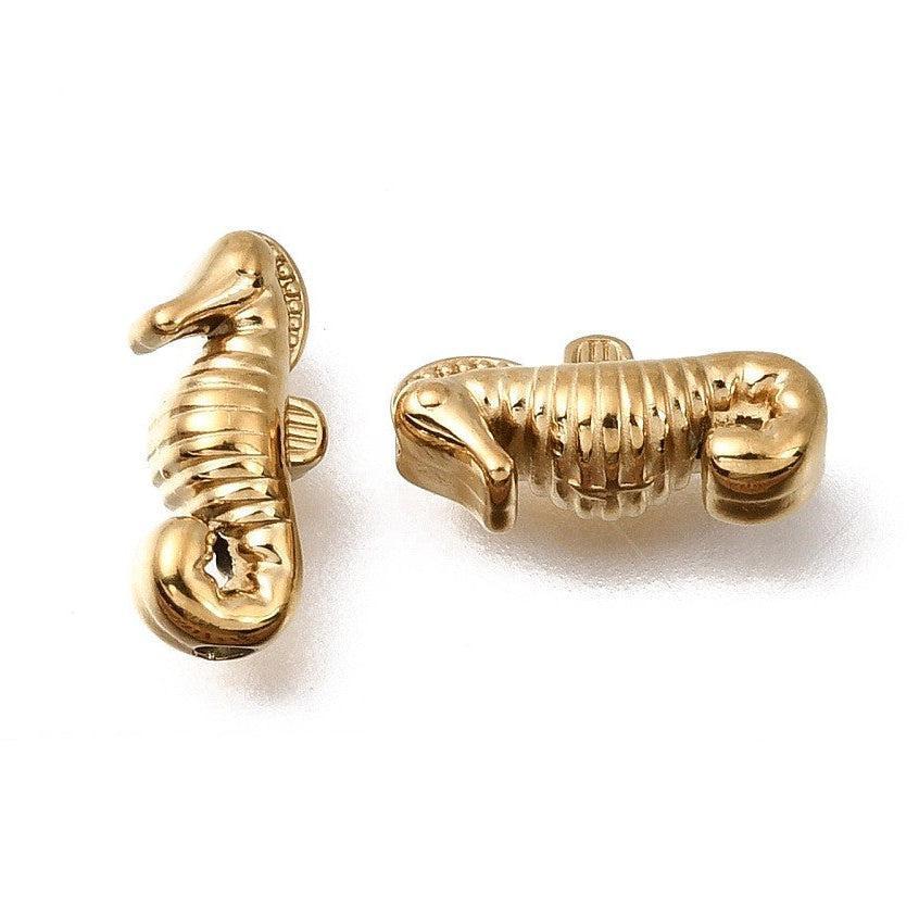Kraal Zeepaardje Premium RVS Goud 12mm - per stuk-Kralen-Kraaltjes van Renate