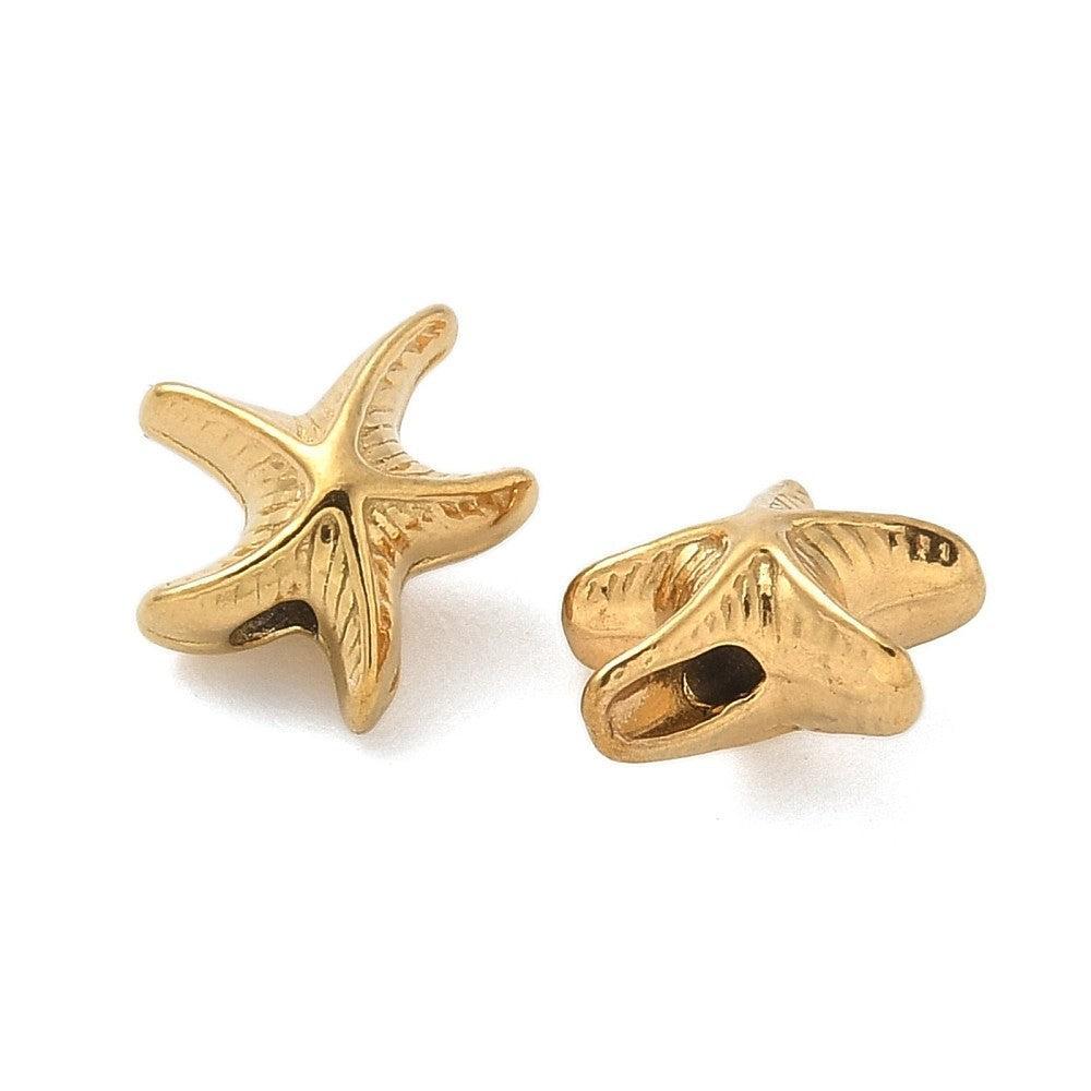 Kraal Zeester Premium RVS Goud 9mm - per stuk-Kralen-Kraaltjes van Renate