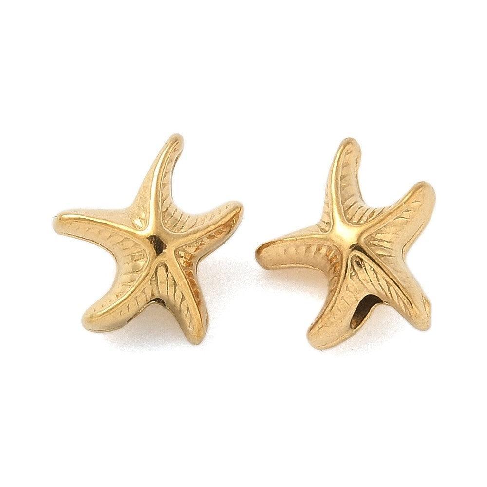 Kraal Zeester Premium RVS Goud 9mm - per stuk-Kralen-Kraaltjes van Renate