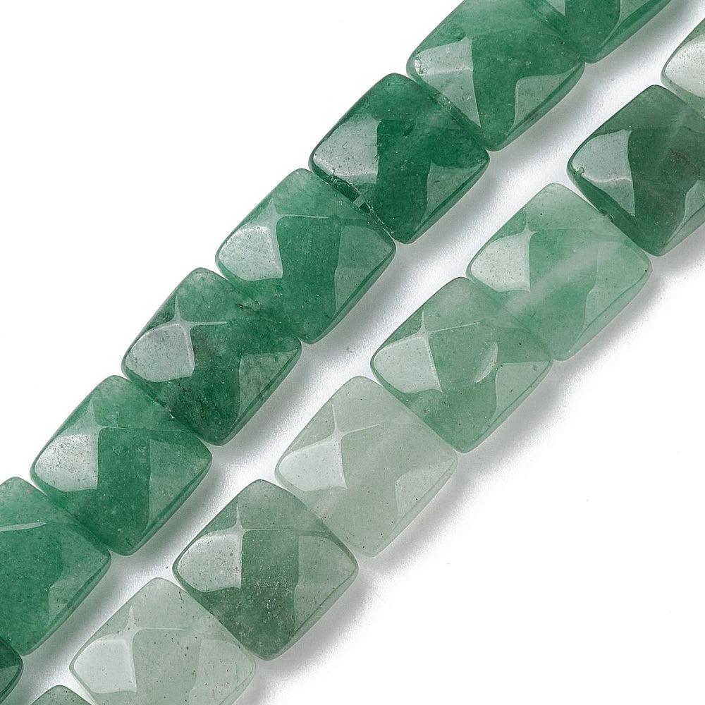 Kraal aventurijn faceted vierkant 10x10x5mm- per stuk-Kralen-Kraaltjes van Renate