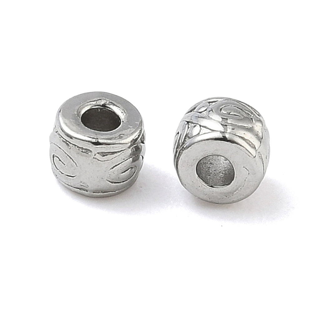 Kraal barrel RVS zilver 4mm - per stuk-Onderdelen-Kraaltjes van Renate