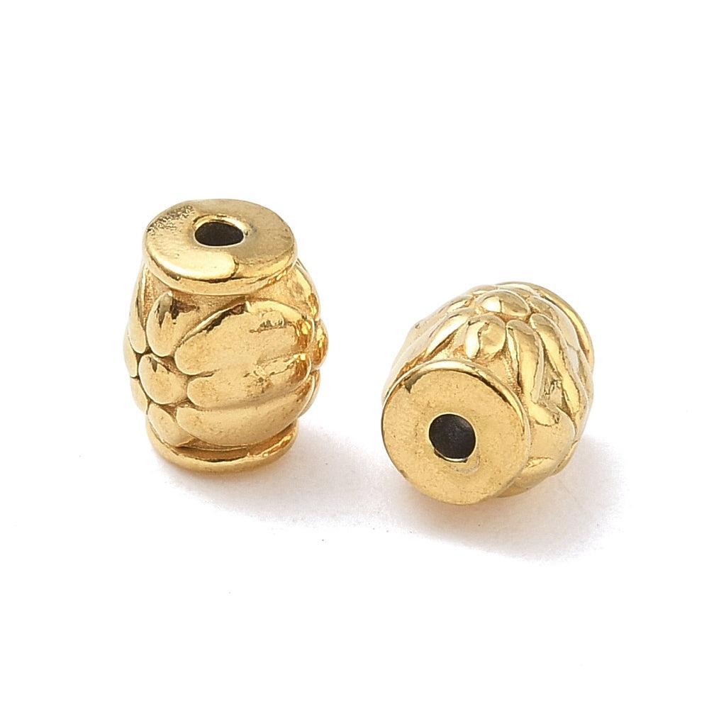 Kraal barrel bloem RVS premium 18K goud 8mm - per stuk-Onderdelen-Kraaltjes van Renate