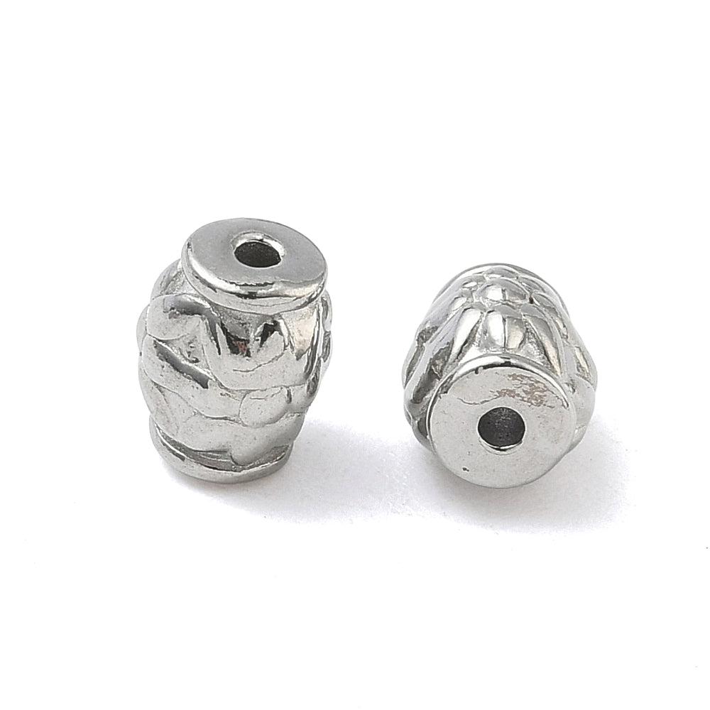 Kraal barrel bloem RVS zilver 8mm - per stuk-Onderdelen-Kraaltjes van Renate