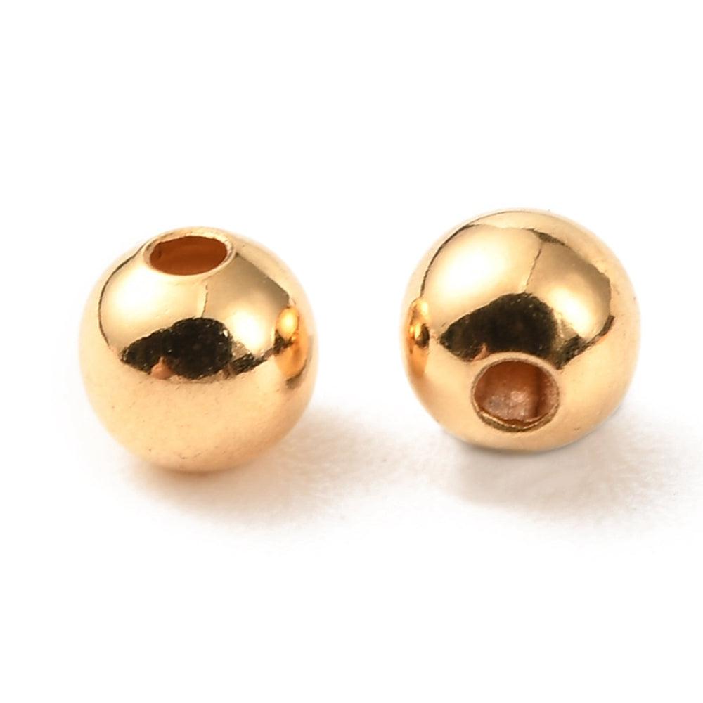 Kraal basic brass 18K goud 3mm- per 25 stuks-Kralen-Kraaltjes van Renate