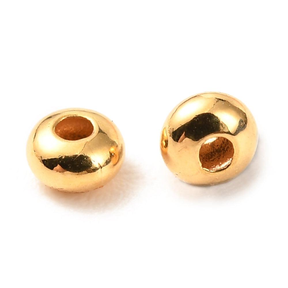 Kraal basic brass 18K goud 3x2mm- per 30 stuks-Kralen-Kraaltjes van Renate