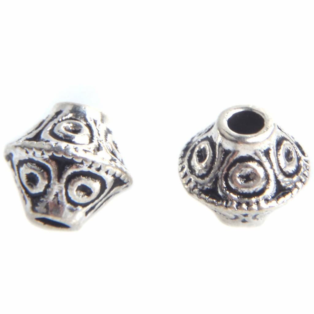 Kraal bicone cirkels Zilver 7x6mm - 8 stuks-Kraaltjes van Renate