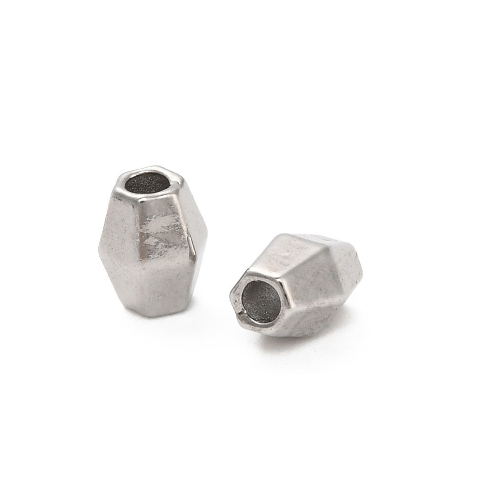 Kraal bicone facet RVS Zilver 5mm - per stuk-Kralen-Kraaltjes van Renate