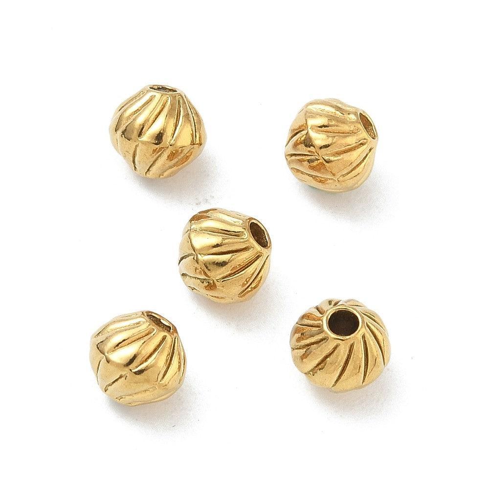 Kraal bicone twist Premium RVS 18K Gold plated 6mm - per stuk-Kralen-Kraaltjes van Renate