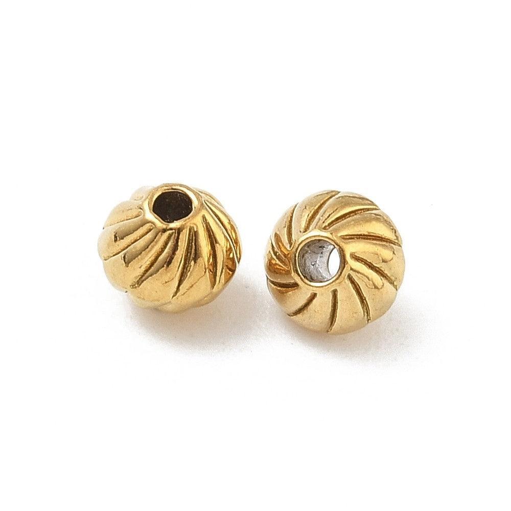 Kraal bicone twist Premium RVS 18K Gold plated 6mm - per stuk-Kralen-Kraaltjes van Renate