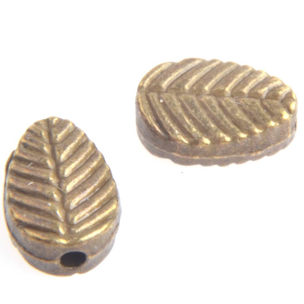 Kraal blaadje Brons 8.5x6mm - 8 stuks-Kraaltjes van Renate