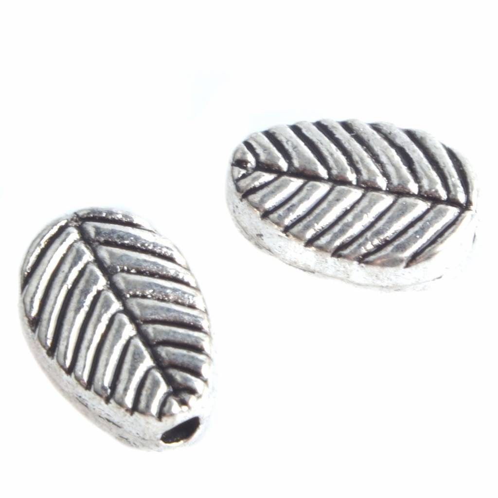 Kraal blaadje Zilver 6x8mm - 15 stuks-Kraaltjes van Renate