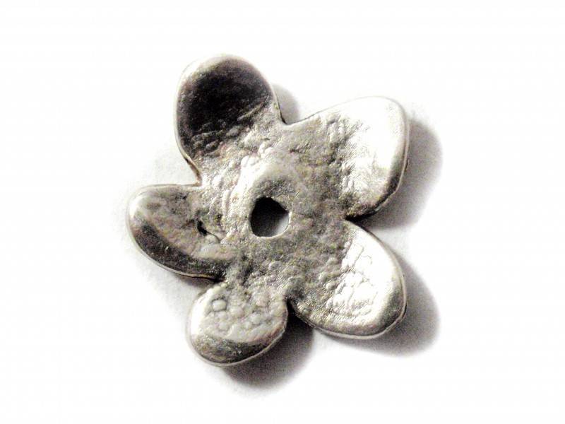 Kraal bloem metaal zilver DQ 19mm-Kraaltjes van Renate