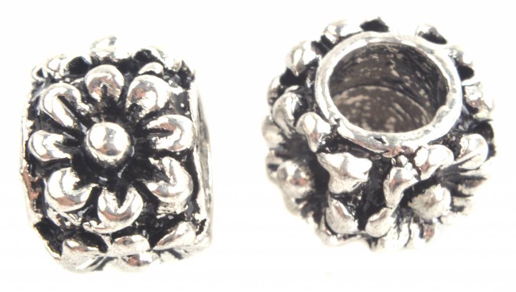 Kraal bloemen Ø4.5mm Zilver 11x7mm-Kraaltjes van Renate