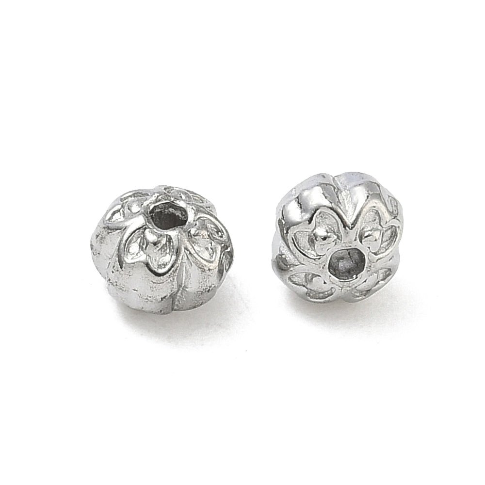 Kraal bloemetje RVS zilver 6mm - per stuk-Onderdelen-Kraaltjes van Renate