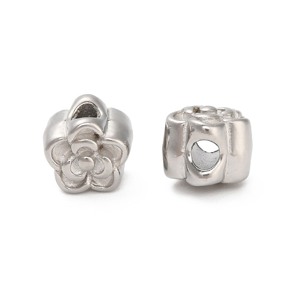 Kraal bloemetje RVS zilver 6mm - per stuk-Kralen-Kraaltjes van Renate