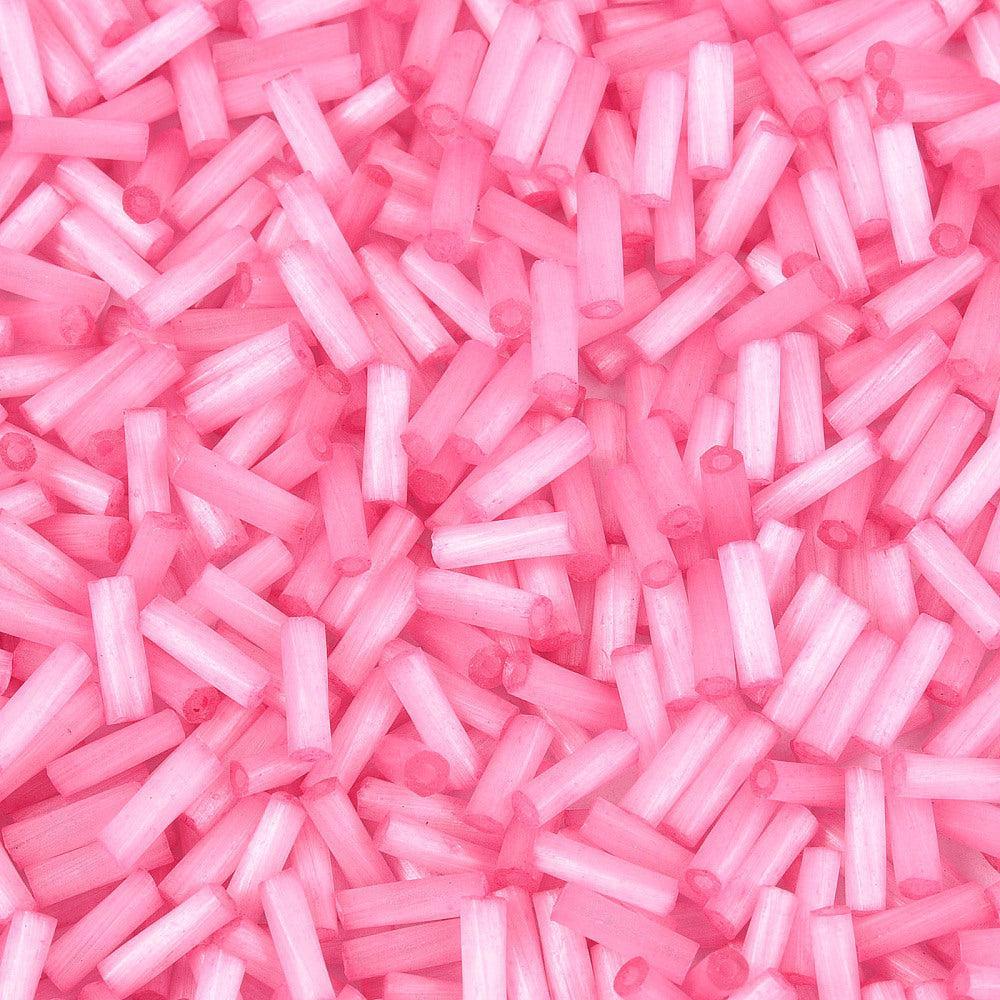 Kraal bugles 6,5mm roze - 8 gram-Kralen-Kraaltjes van Renate