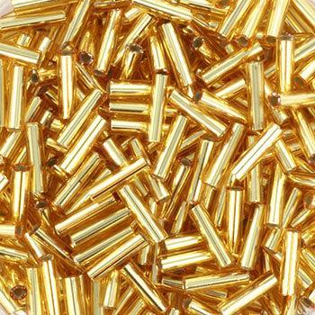 Kraal bugles 6mm Silverlined Gold - 5 gram-Kralen-Kraaltjes van Renate