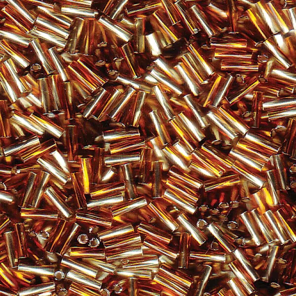 Kraal bugles 6mm silverlined koper - 5 gram-Kralen-Kraaltjes van Renate