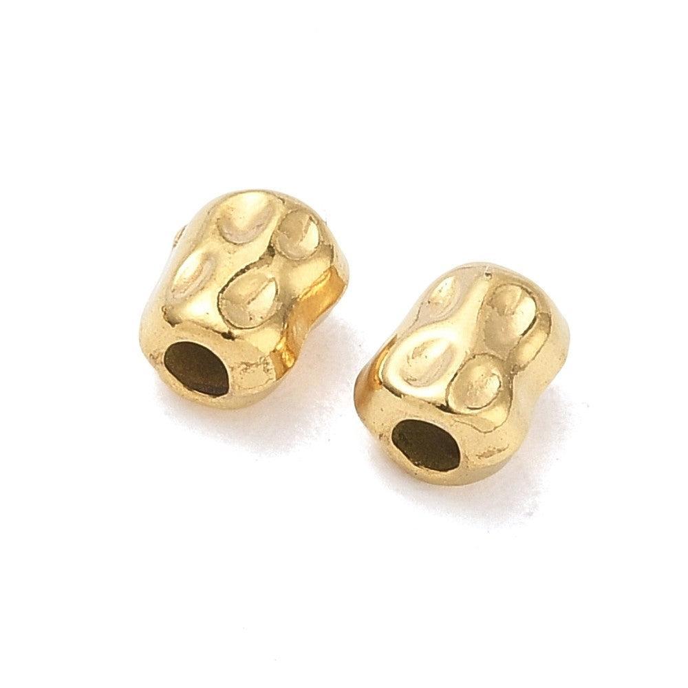Kraal buisje textuur Premium RVS 18K Gold plated 6x4mm - per stuk-Kralen-Kraaltjes van Renate