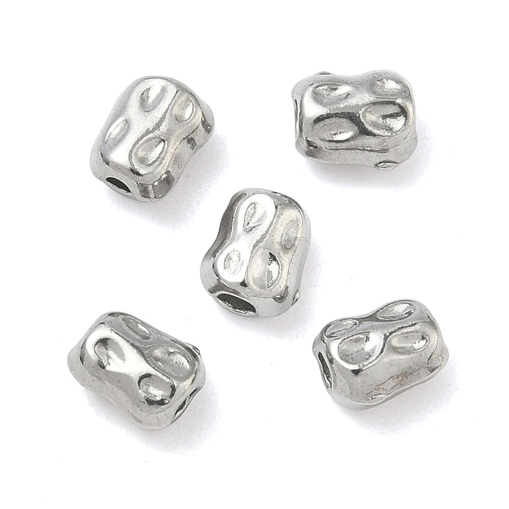 Kraal buisje textuur RVS Zilver 6x4mm - per stuk-Kralen-Kraaltjes van Renate