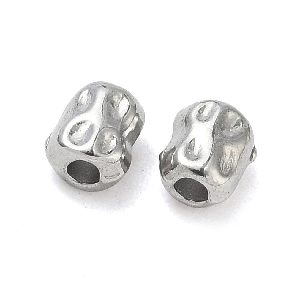 Kraal buisje textuur RVS Zilver 6x4mm - per stuk-Kralen-Kraaltjes van Renate