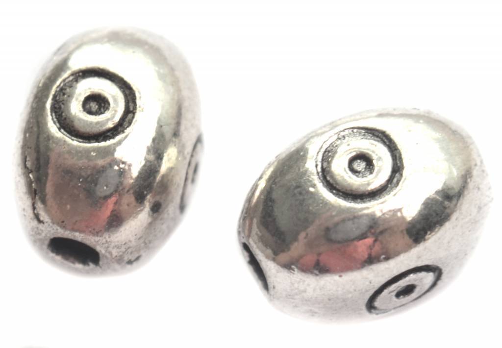 Kraal cirkel zilver 7x5mm - 6st-Kraaltjes van Renate
