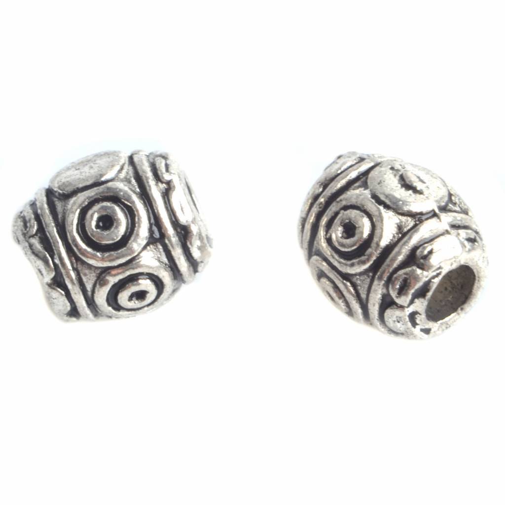 Kraal cirkels en dots Zilver 6x6mm - 12 stuks-Kraaltjes van Renate