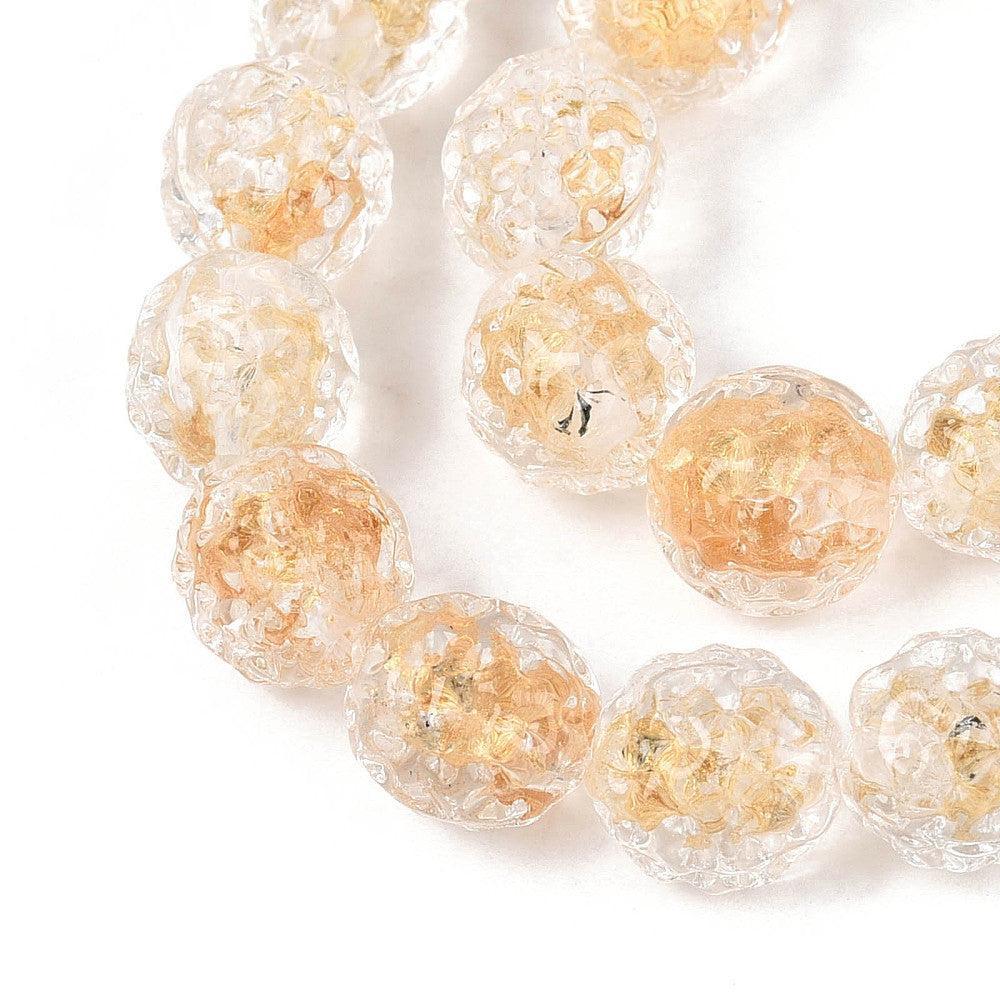 Kraal clear/gold lampwork 10mm- per stuk-Kralen-Kraaltjes van Renate