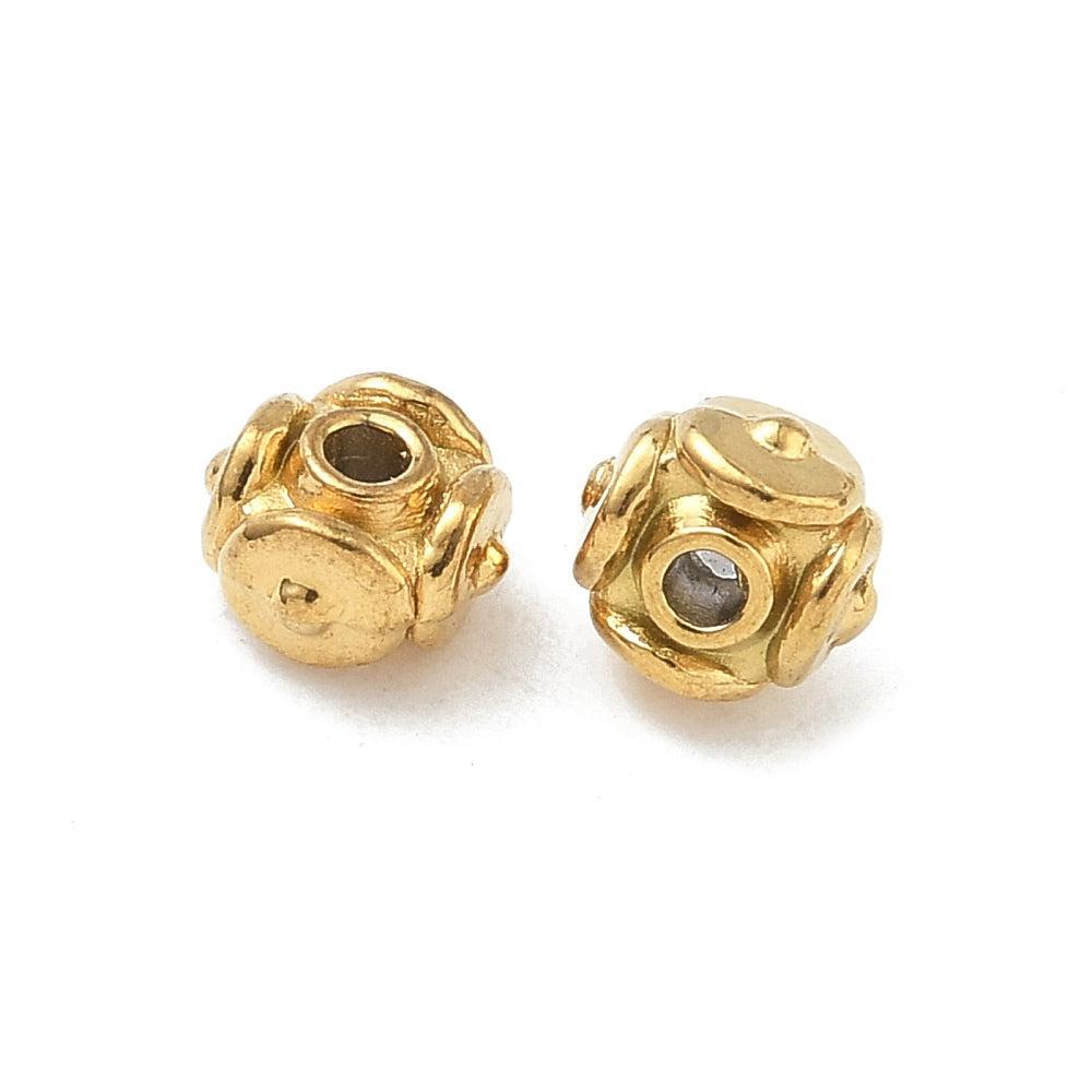 Kraal cube RVS premium 18K goud 5,8mm - per stuk-Onderdelen-Kraaltjes van Renate