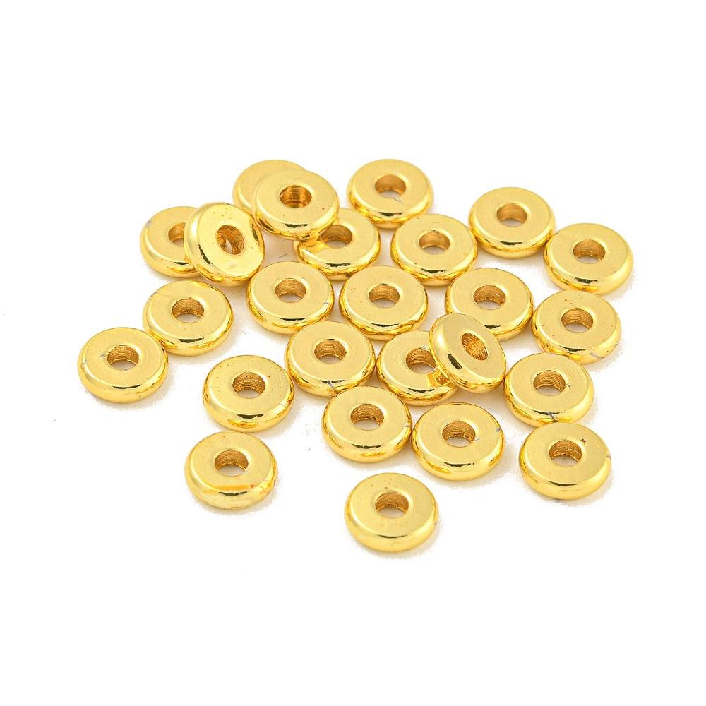 Kraal disc 18K goud 6x1,5mm- per 10 stuks-bedels-Kraaltjes van Renate