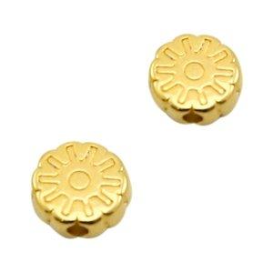 Kraal disc bloem Goud DQ 6.5mm-Kraaltjes van Renate