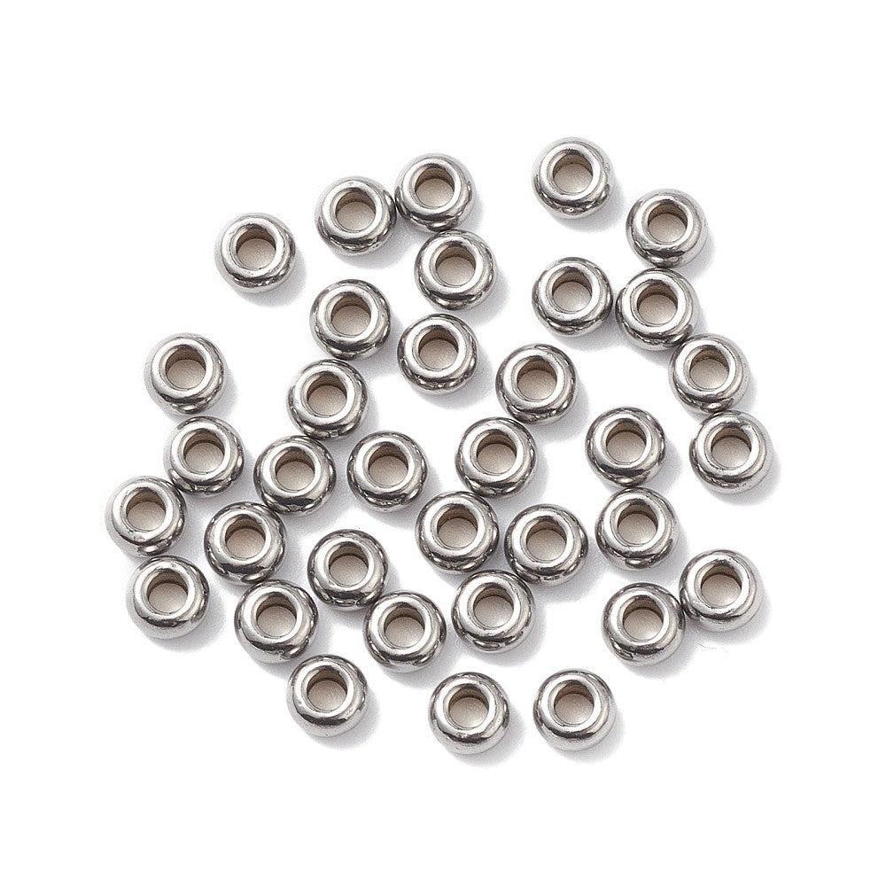 Kraal disc rond RVS zilver 4mm - per stuk-Kralen-Kraaltjes van Renate