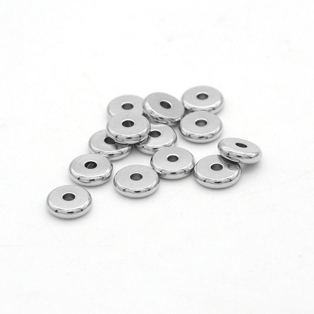 Kraal disc rond RVS zilver 6mm - per stuk-Kralen-Kraaltjes van Renate
