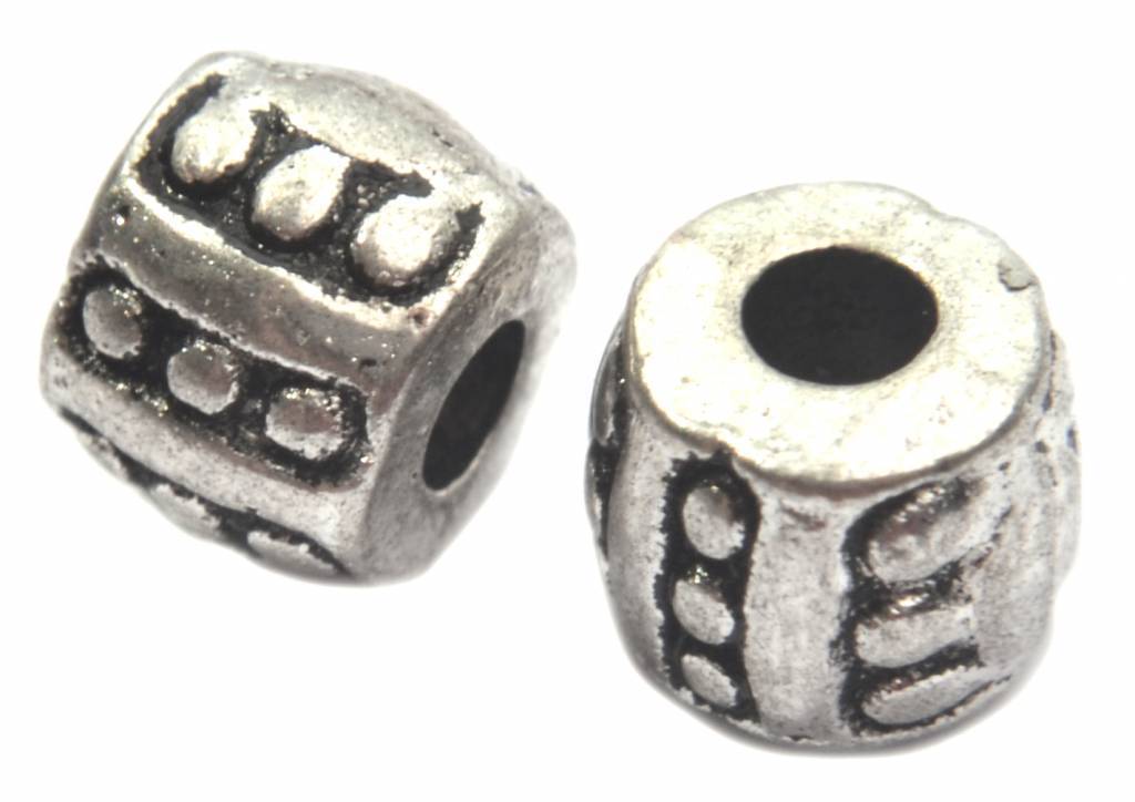 Kraal dots Ø2mm zilver 6mm - 6st-Kraaltjes van Renate