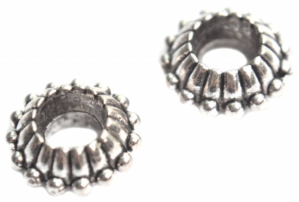 Kraal dots Ø6mm zilver 13x6mm-Kraaltjes van Renate