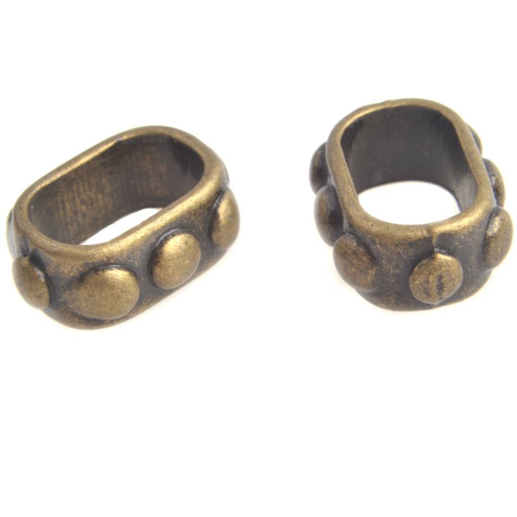 Kraal dots groot gat Ø11x7mm Brons 15x6mm-Kraaltjes van Renate