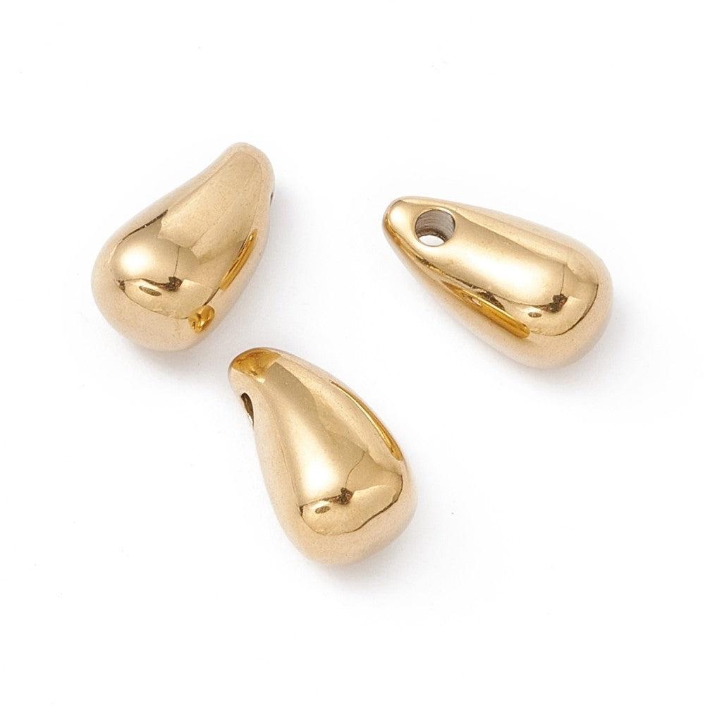 Kraal druppel Premium RVS 24K Gold plated 11mm - per stuk-Kralen-Kraaltjes van Renate