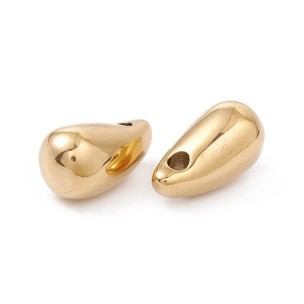 Kraal druppel Premium RVS 24K Gold plated 11mm - per stuk-Kralen-Kraaltjes van Renate