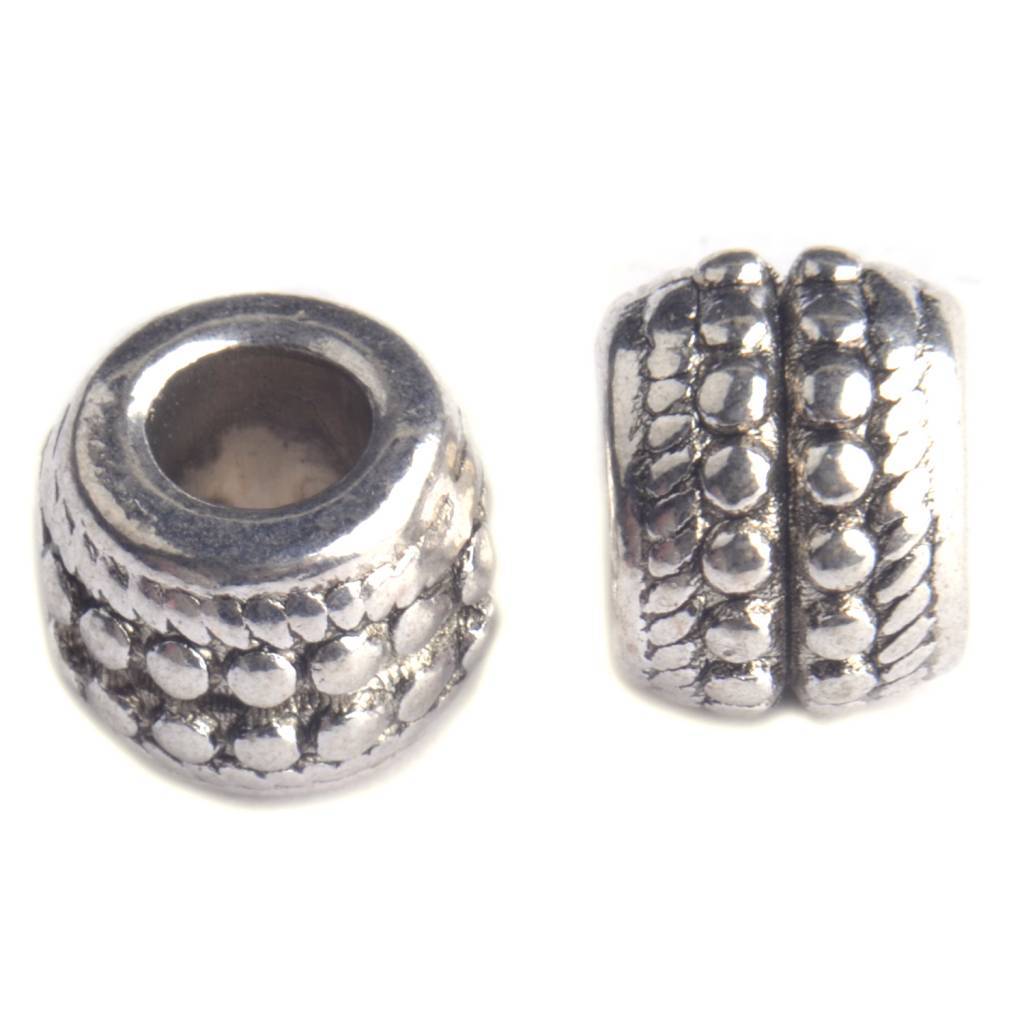 Kraal dubbel dots Ø4mm Zilver 9x7mm - 3 stuks-Kraaltjes van Renate