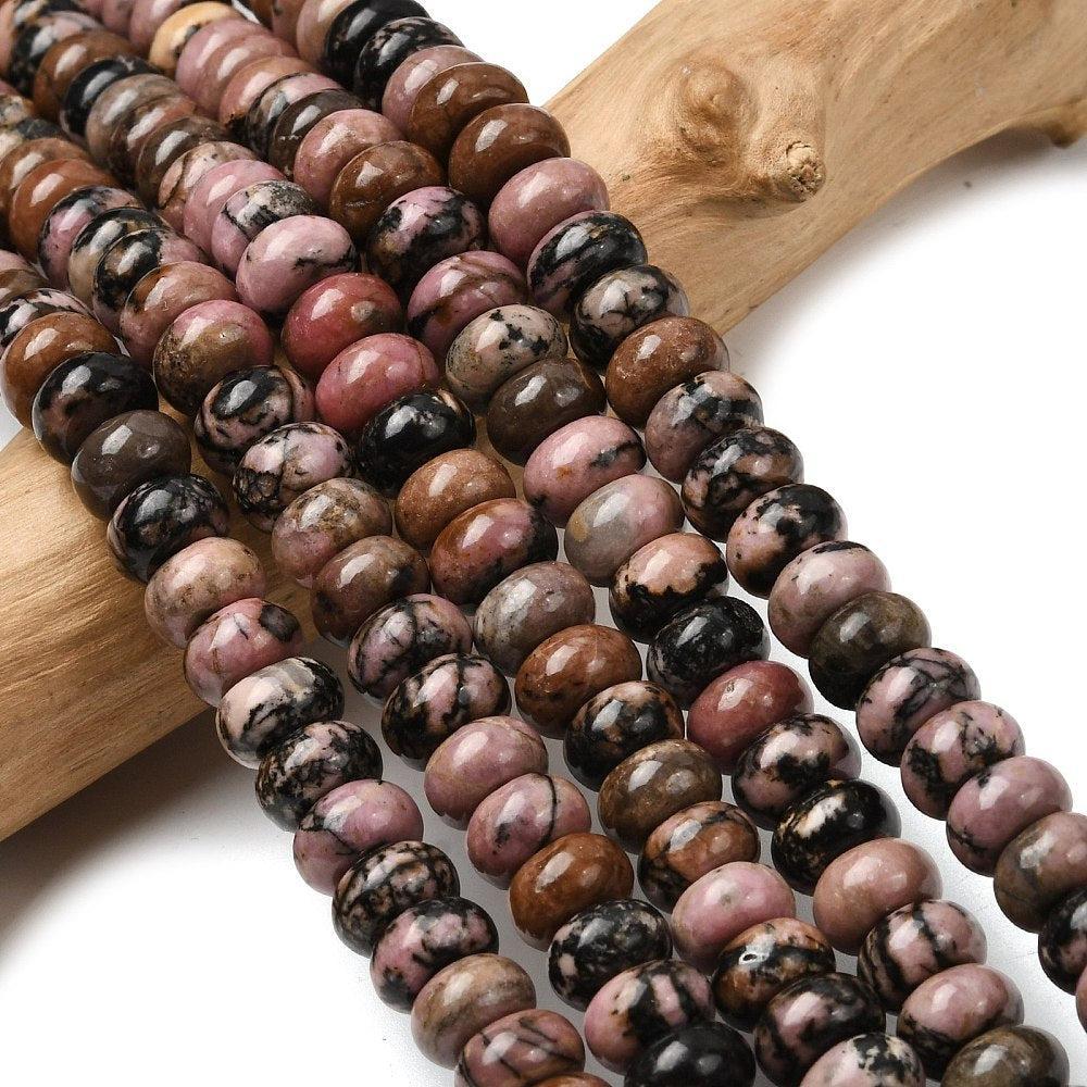 Kraal edelsteen rhodoniet rondelle 8,5mm - per stuk-bedels-Kraaltjes van Renate