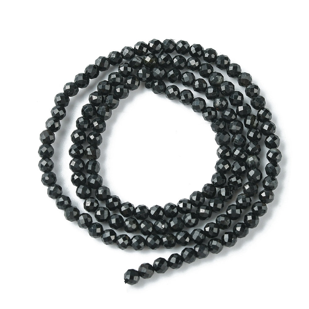 Kraal edelsteen turmalijn facet black 3,2mm - per ±138 stuks-Kralen-Kraaltjes van Renate