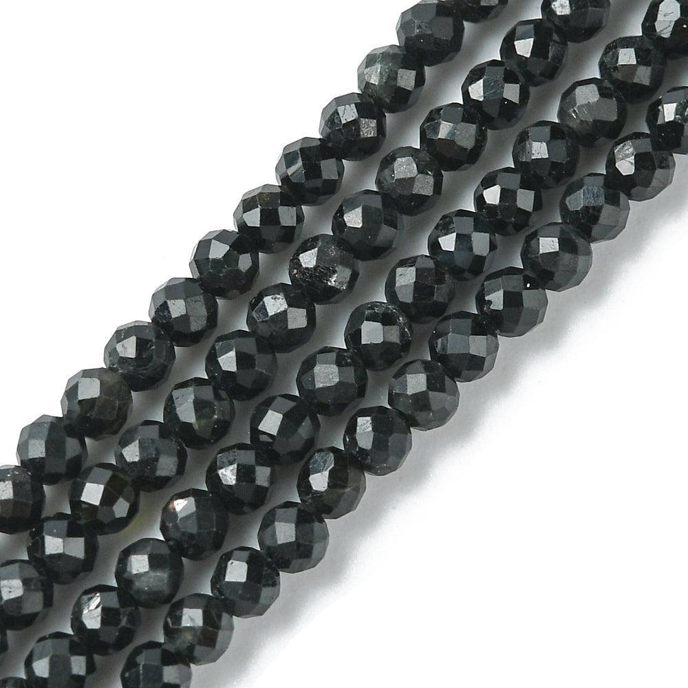 Kraal edelsteen turmalijn facet black 3,2mm - per ±138 stuks-Kralen-Kraaltjes van Renate