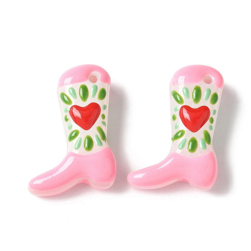 Kraal emaille lampwork cowboy roze 24mm - per stuk-bedels-Kraaltjes van Renate